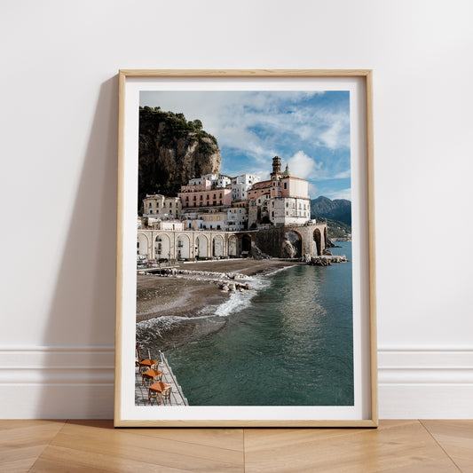Vibrant autumn scenes of Atrani on the Amalfi Coast of Italy fine art prints to adorn your walls. Amalfi Coast art prints.