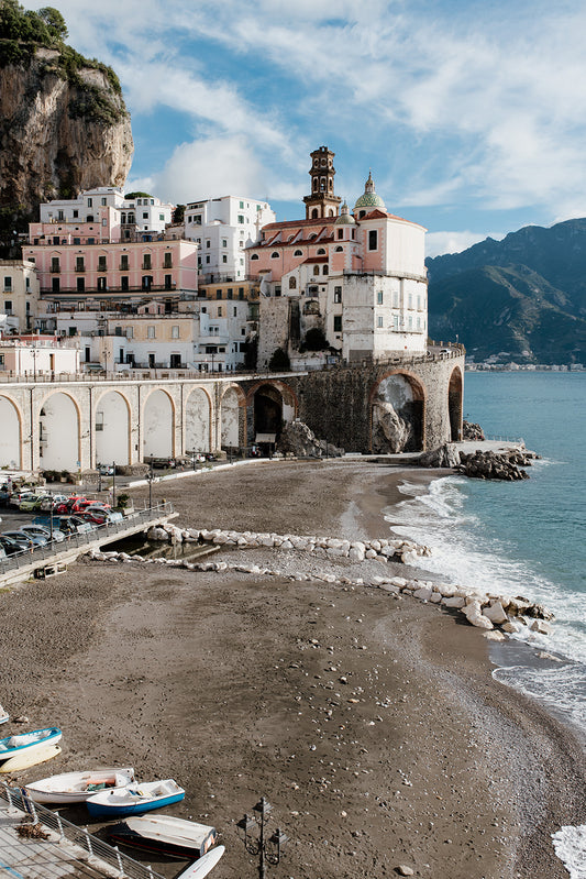 Vibrant autumn scenes of Atrani on the Amalfi Coast of Italy fine art prints to adorn your walls. Italian Coast Wall Art.