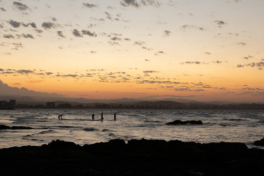 Coastal Australian art photography prints of warm sunsets over Coolangatta and Rainbow Beach. Australian wall art prints.