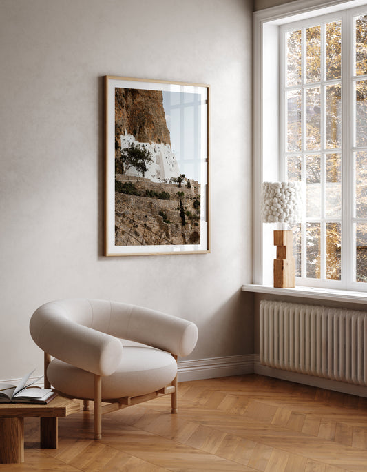 Greece wall art featuring celebrated Greek Orthodox Monastery on the island of Amorgos. Available as Greece fine art prints.