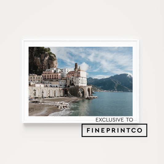 Amalfi Coast fine art wall prints bring the dream scenes of Atrani into your home with an Italian framed wall print.