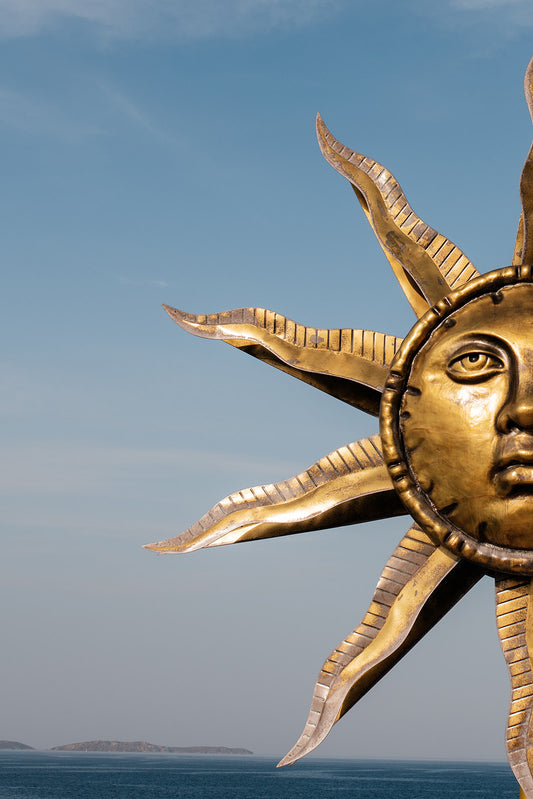 Portrait wall print of Greece fine art prints featuring Sun God and the Sea. 