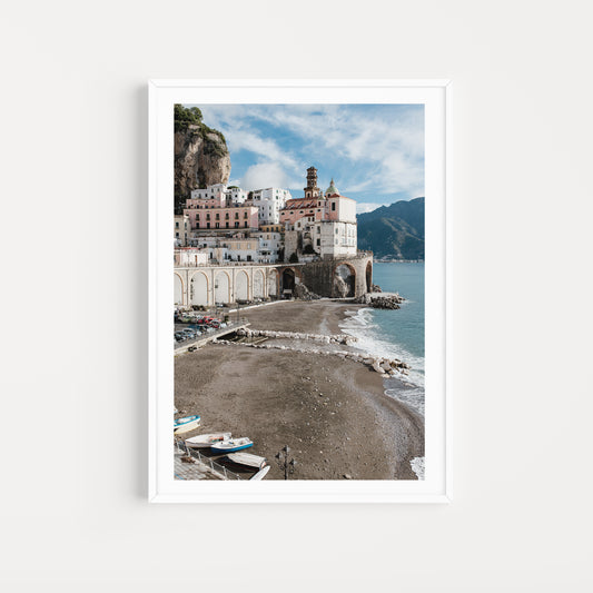 Vibrant autumn scenes of Atrani on the Amalfi Coast of Italy fine art prints to adorn your walls. Italian Coast Wall Art.