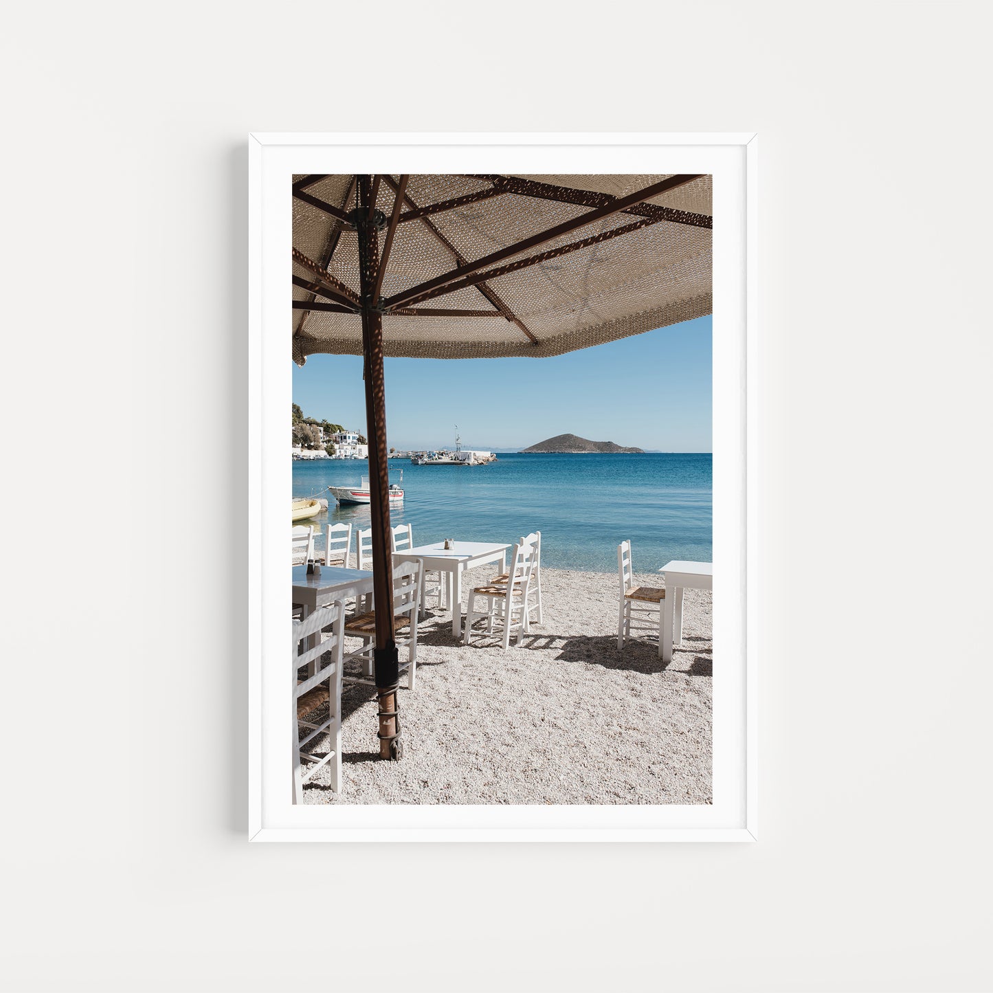 Greece fine art prints featuring a simple Greek taverna in the sunshine on the Greek Island of Leros. 