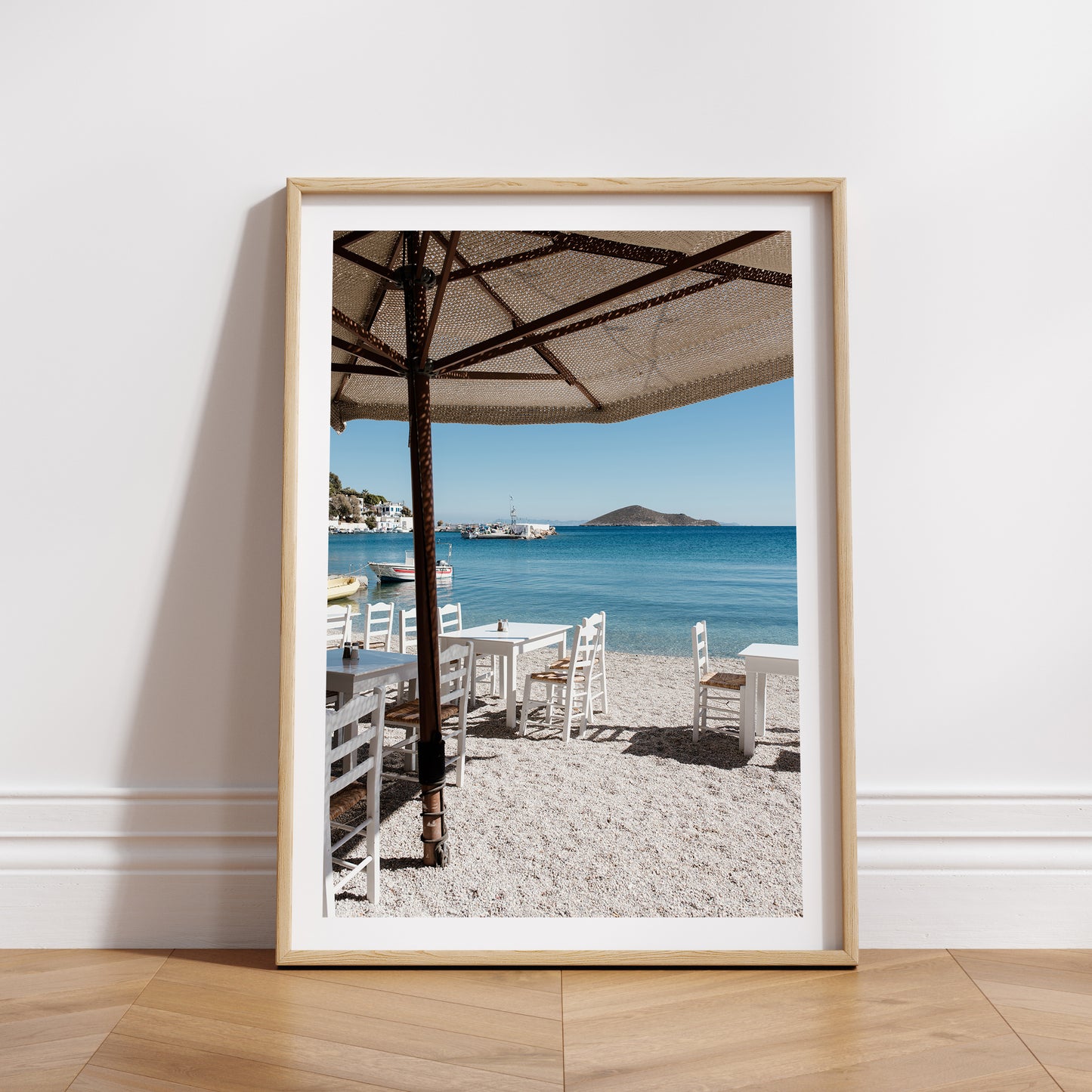 Greece fine art prints featuring a simple Greek taverna in the sunshine on the Greek Island of Leros. 