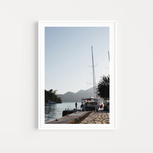 Bring the lustre lifestyle of sailing the Mediterranean into your home with Sailing fine art prints on the sunset Dalyan Dock. Sailing Yacht Art Prints. 