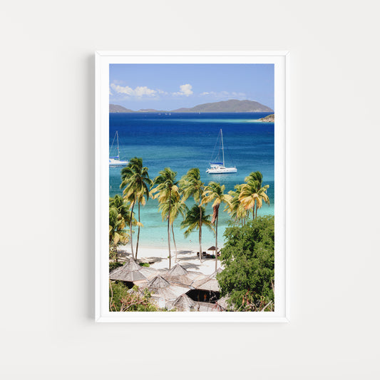 Framed artwork of a tropical beach with palm trees, clear blue water, and yachts. SHOP Caribbean Fine Art Photographic Wall Art Prints. Bring the vacation mood into your home with palm trees and sailing boats. Caribbean Wall Art Prints.