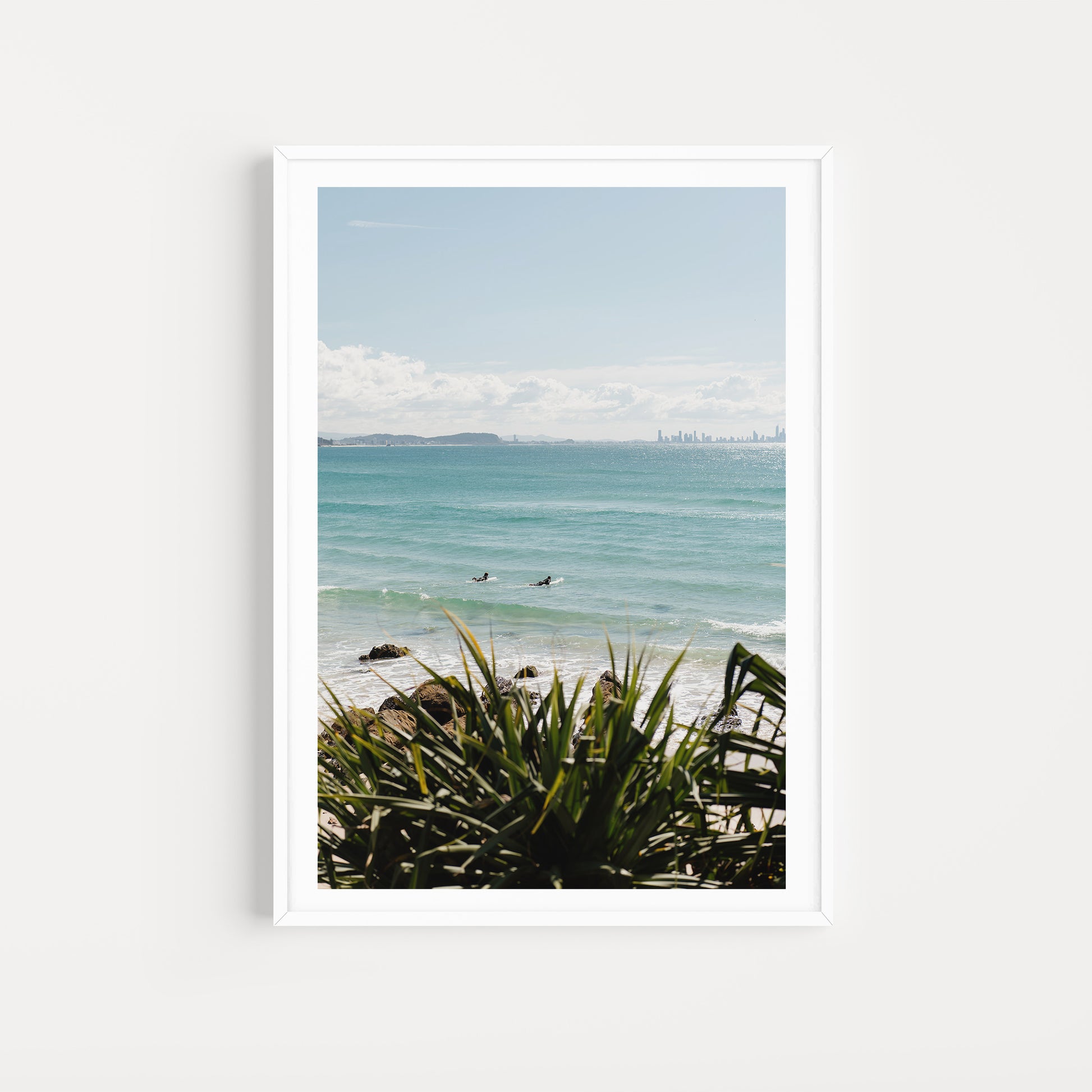Framed artwork of a beach scene with ocean and sky. KIRRA BEACH, GOLD COAST, AUSTRALIA Australia Coastal Fine Art Photography Prints by Brooke Darling Photography. Bring the endless Australian summer into your home. 