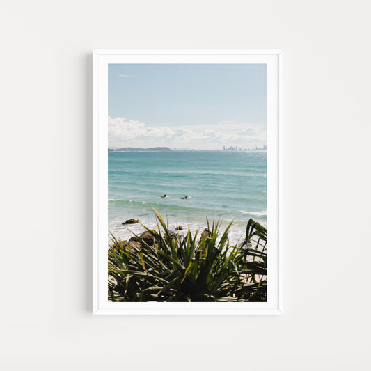 Framed artwork of a beach scene with ocean and sky. KIRRA BEACH, GOLD COAST, AUSTRALIA Australia Coastal Fine Art Photography Prints by Brooke Darling Photography. Bring the endless Australian summer into your home. 