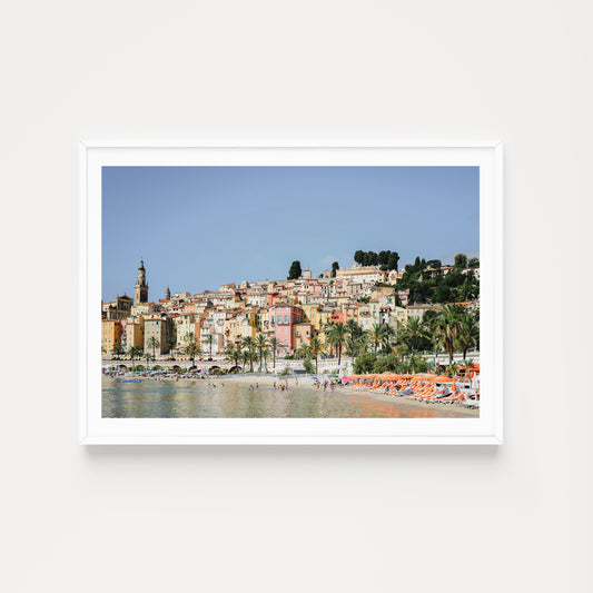 French Riviera fine art prints featuring the colourful facade of Menton. French wall art prints.