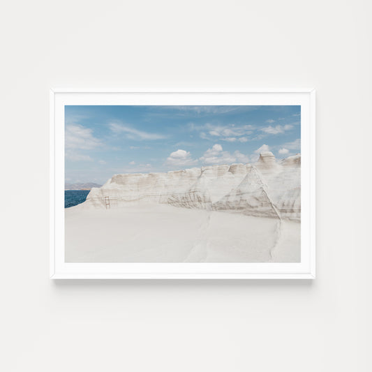 Scenes of Sarakiniko Beach at Milos. Escape to the Mediterranean with our captivating Greece art prints. Discover Greek island prints featuring locations from Milos to Paros. Milos Island Art Prints.