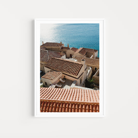 Bring dreamy scenes of historic Greece into your home with Greek Fine Art Prints of Monemvasia on the Peloponnese Coast. Greece Wall Art Prints. 