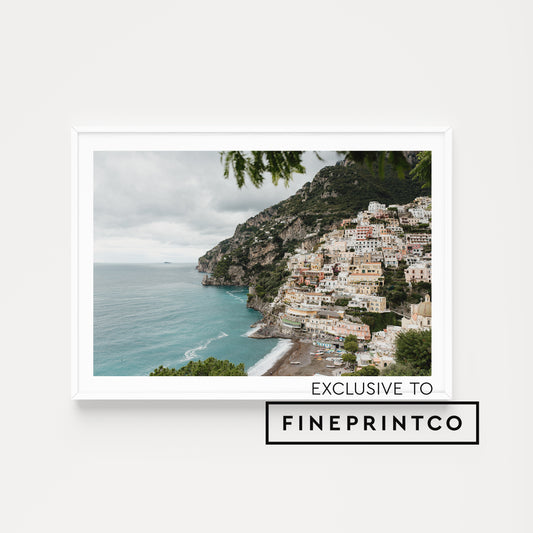 Positano fine art wall prints show Amalfi Coastal scenes to bring into your home. Italy framed wall art prints.