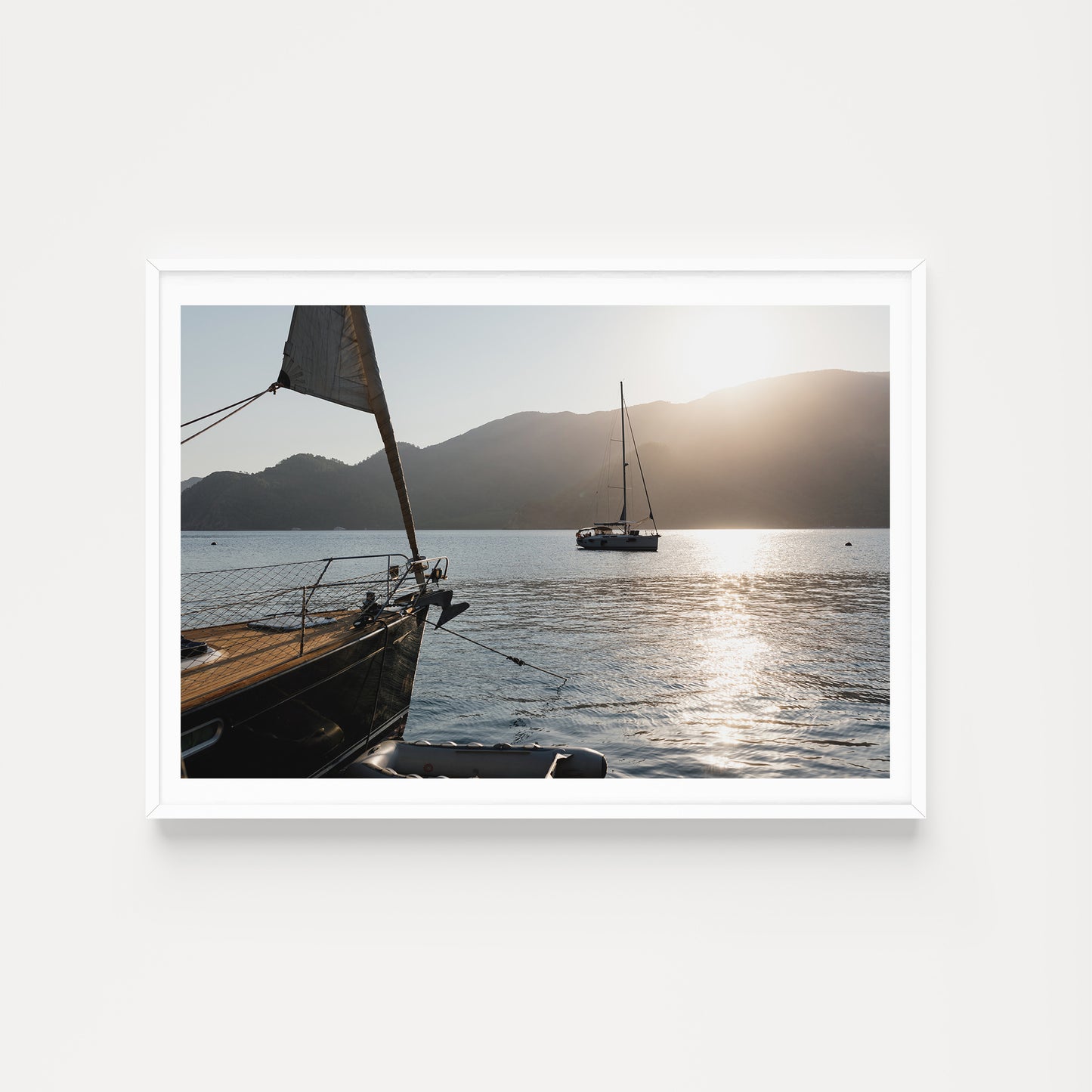 SHOP our selection of Sailing Boat Fine Art Prints. Dusk over the far Eastern Mediterranean as boats come to the safe harbour. Sailing Boat Photographic Prints.