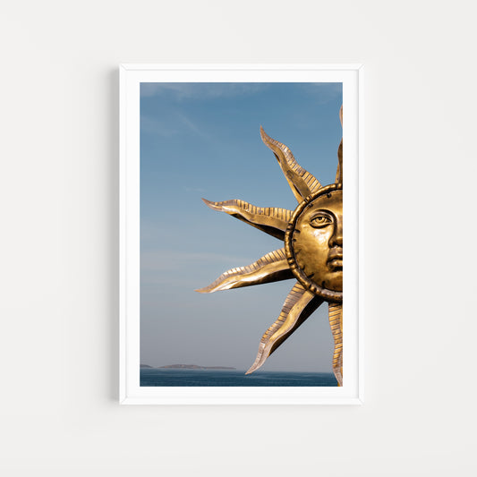 Portrait wall print of Greece fine art prints featuring Sun God and the Sea. 