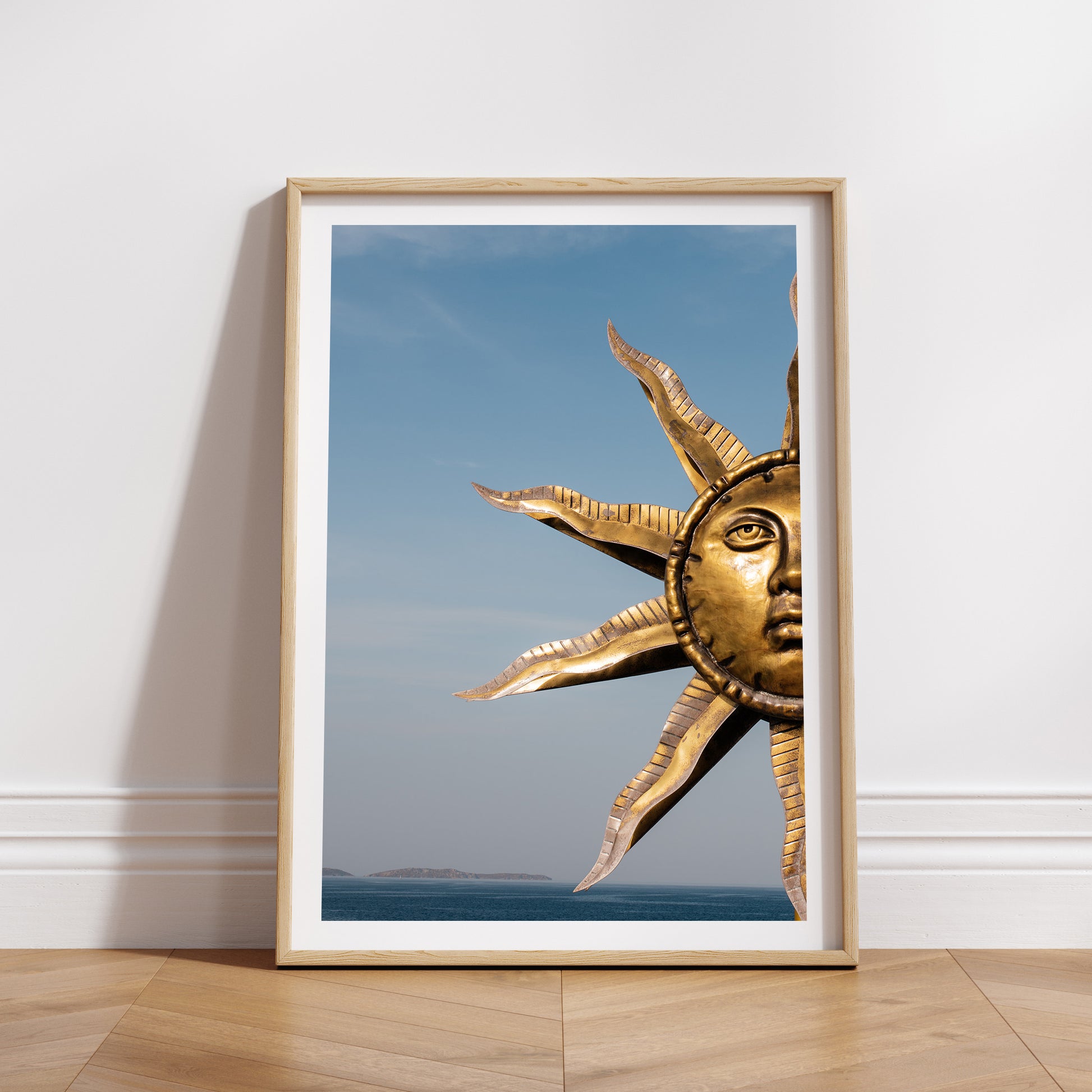 Portrait wall print of Greece fine art prints featuring Sun God and the Sea. 